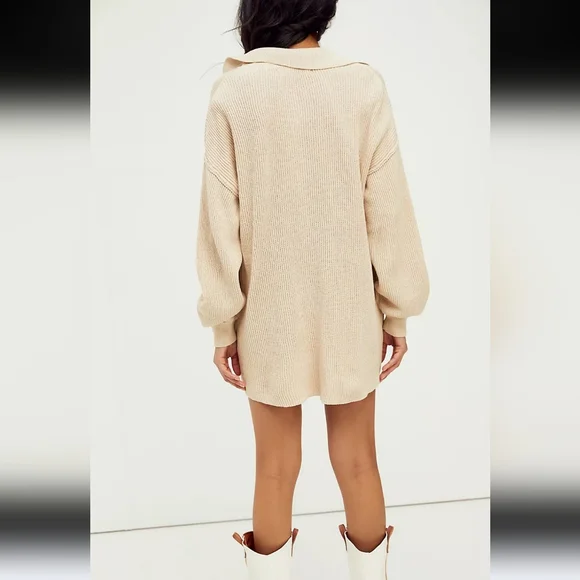 Free People Beach Picnic Sweater Mini Dress Oversized Size S Color: Natural - Picture 13 of 14